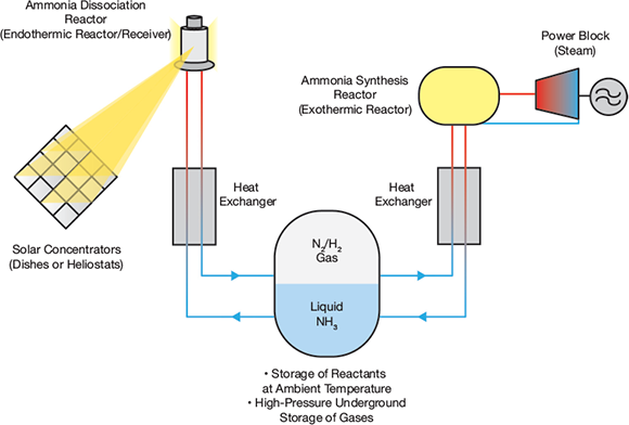 Schematic diagram of an ammonia thermochemical storage system