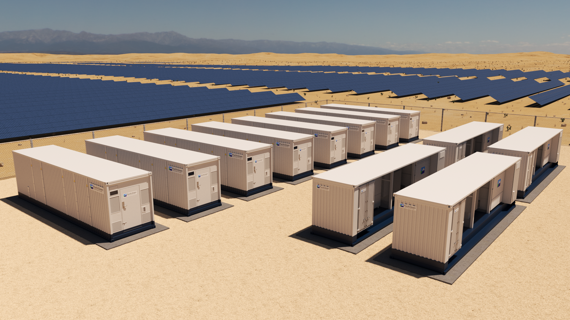 BESS units coupled with a PV solar array